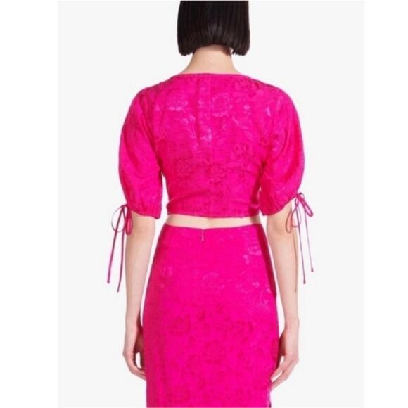 NWT STAUD "Bloom" Drawstring Top in Color Peony Size XS - Picture 3 of 4